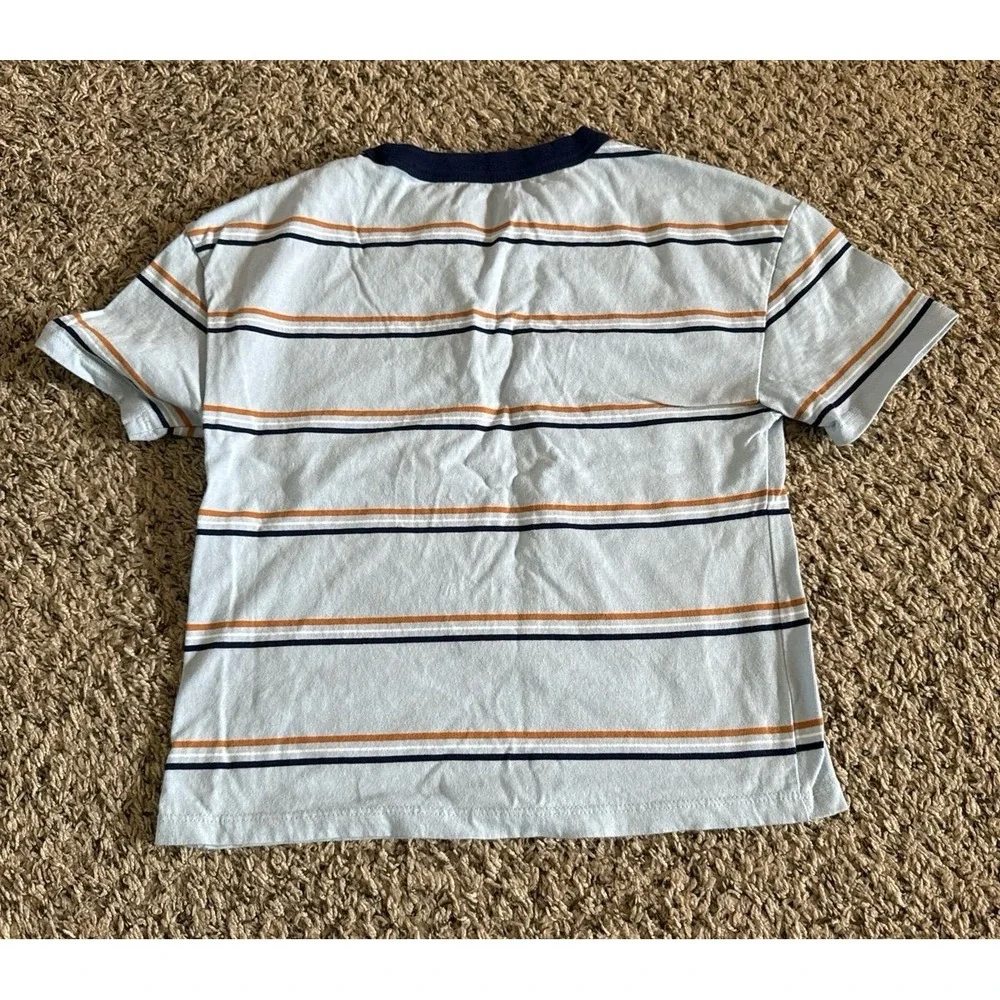 Cat & Jack Boys Blue‎ White Orange stripped Short Sleeve Tee size 6/7
